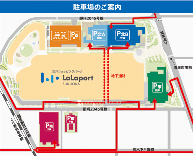 「ららぽーと福岡店」駐車場案内地図画像